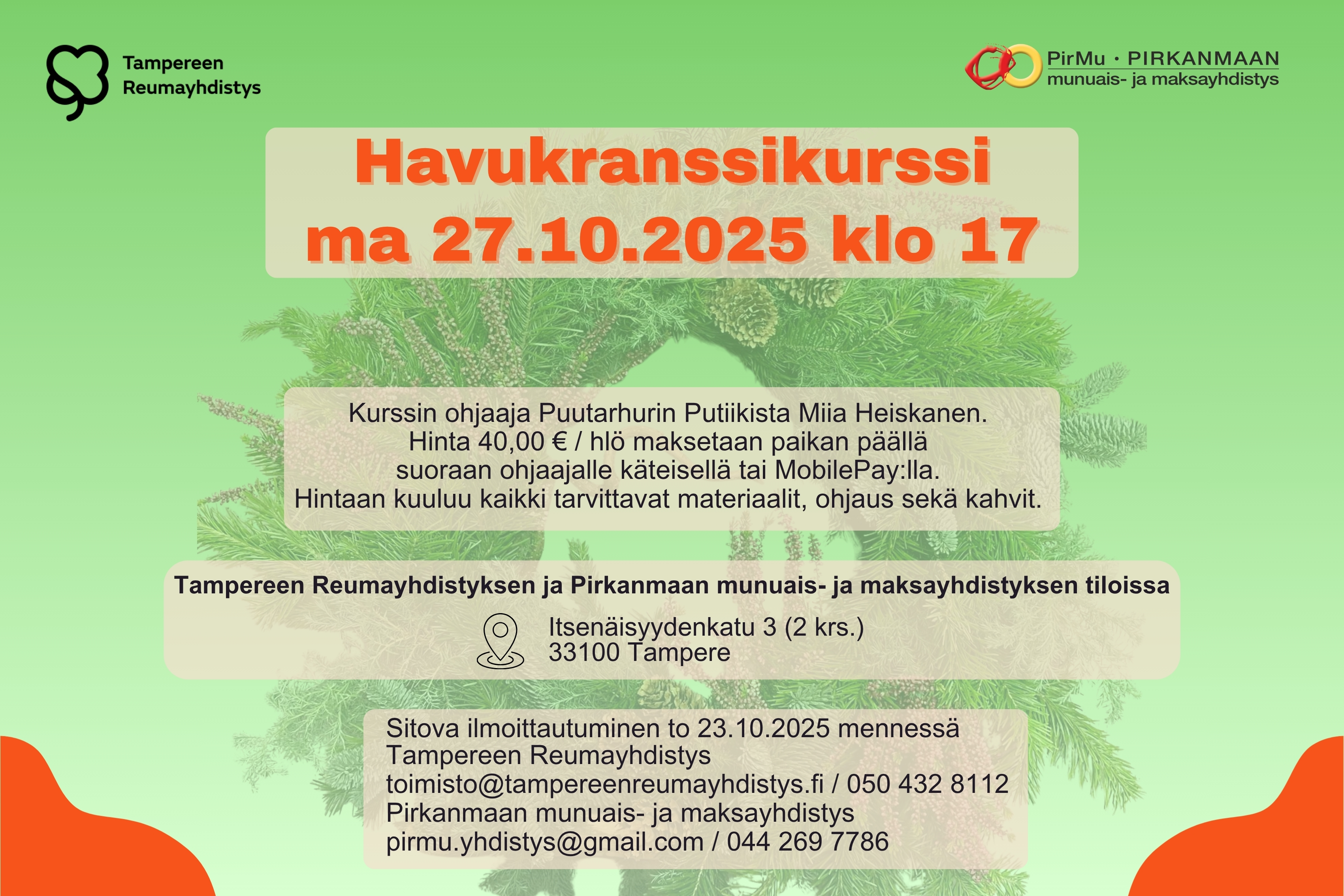 Havukranssikurssi ma 27.10.2025 klo 17.30